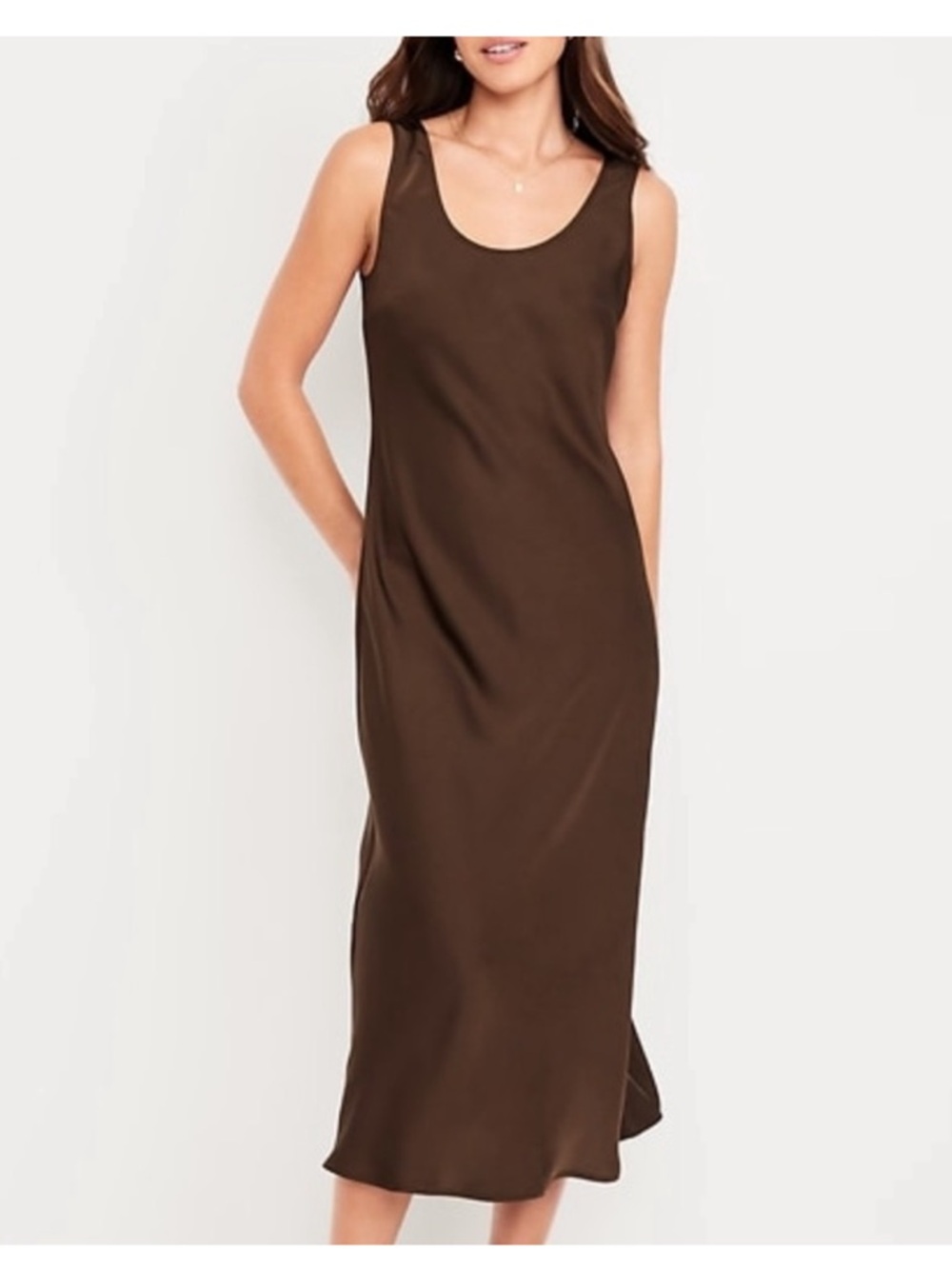 Old Navy Brown Satin Slip Dress